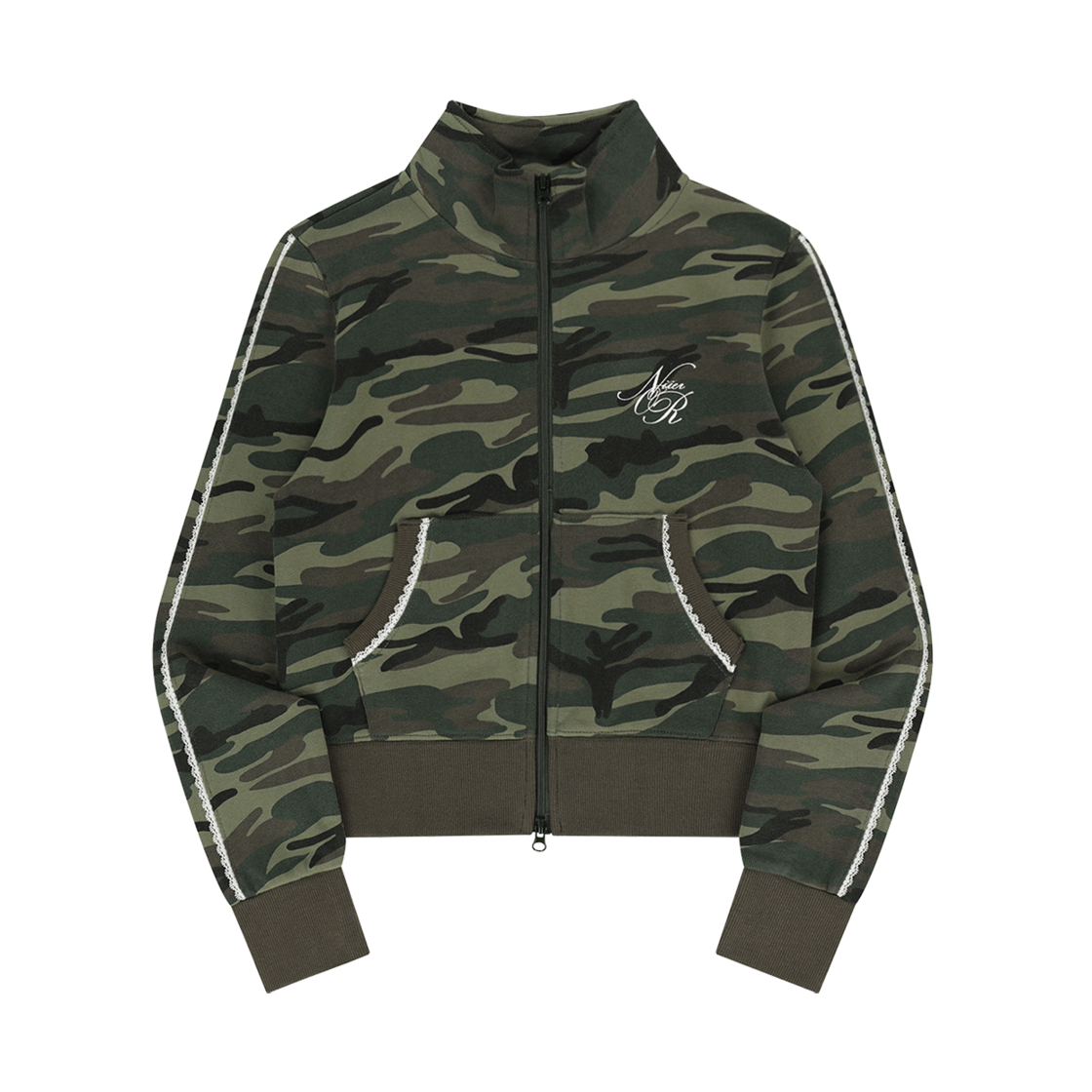 24NNFWOJKF002CA NIIER NOR Lace Curve Track Zip Up Camo