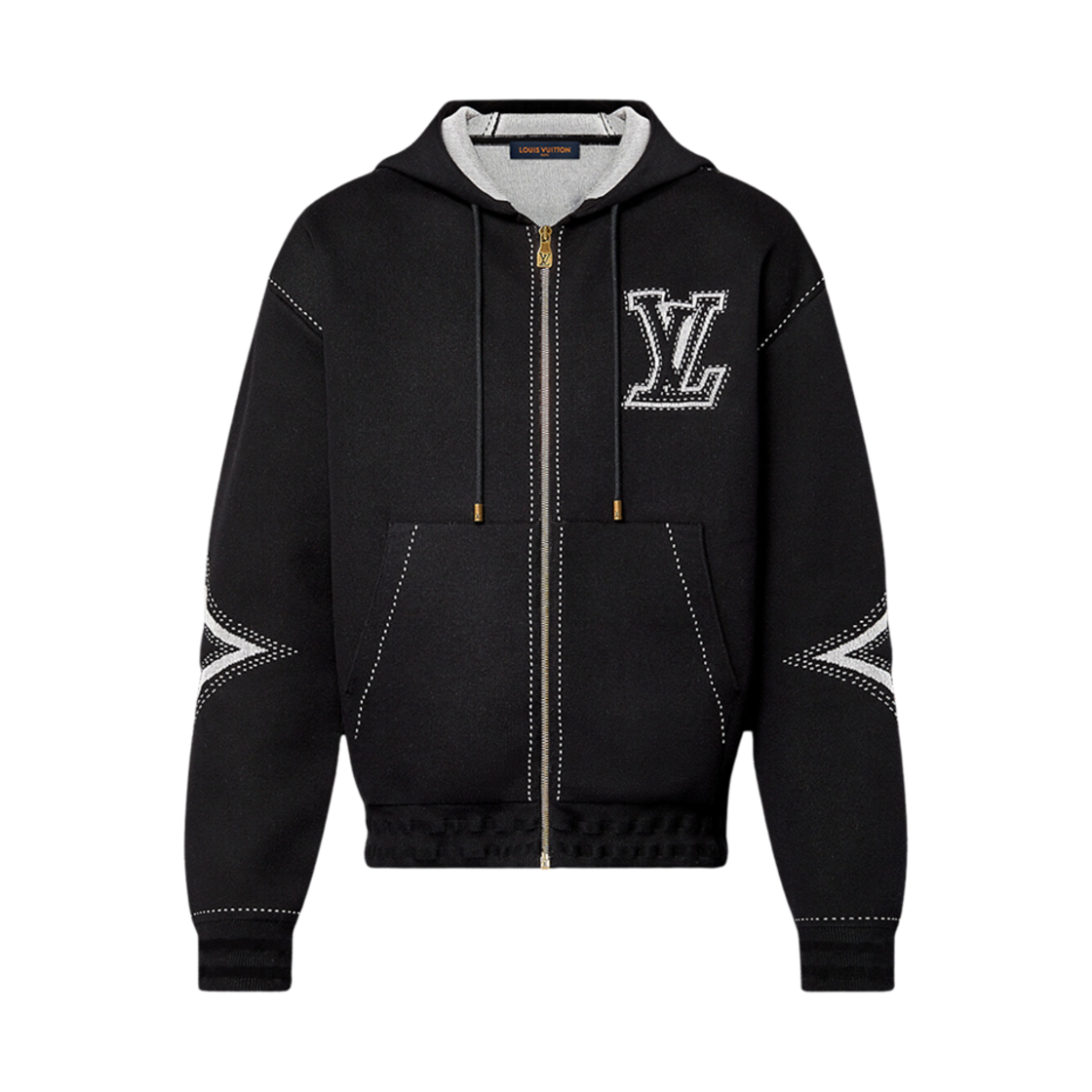 - Louis Vuitton Graphic Intarsia Zip Cotton Hoodie Black White