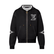 Louis Vuitton Graphic Intarsia Zip Cotton Hoodie Black White