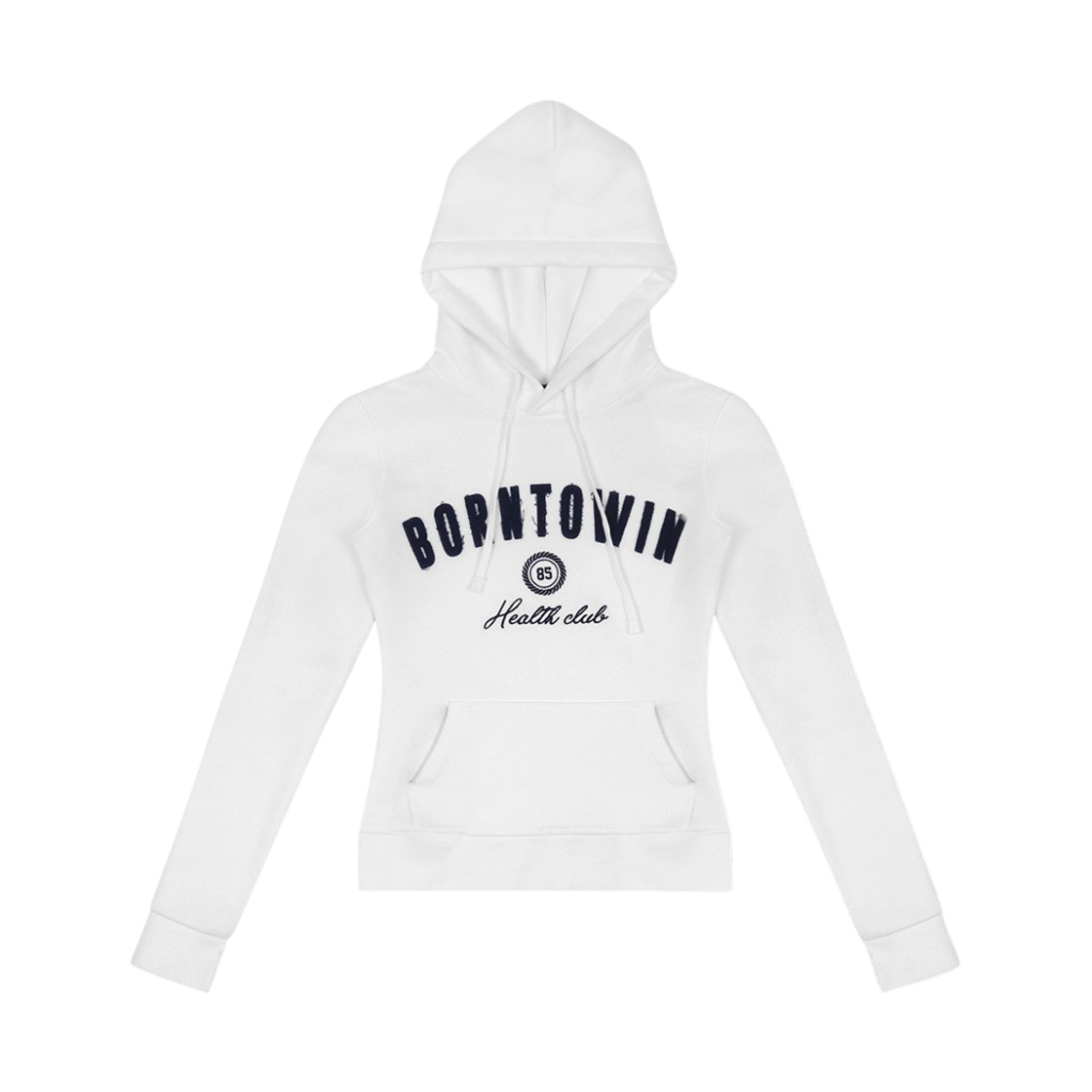 본투윈 패치 슬림핏 후디 화이트