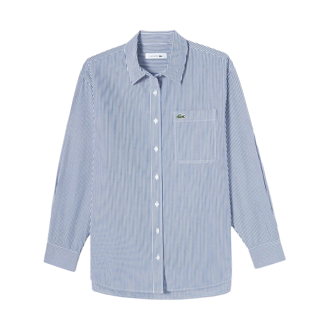 (W) 라코스테 오버핏 포플린 셔츠 네이비 블루((W) Lacoste Oversized Poplin Shirt Navy Blue) - 1