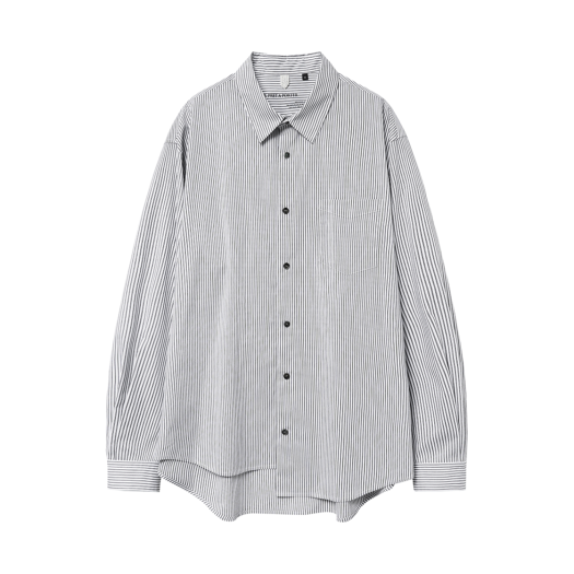 YPA25SSSHWH01 Youche SR Asym Striped Shirts White