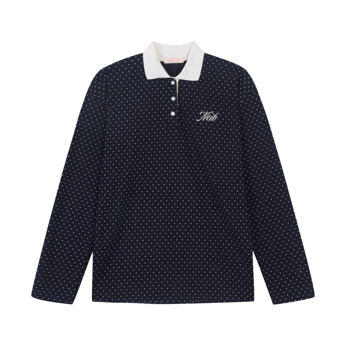 네이비 도트 피케 폴로 탑 네이비(Neib Dot Pk Polo Top Navy)