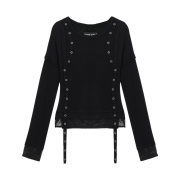 Vacant Archive Women Leno Triple Layered Long Sleeve Top Black