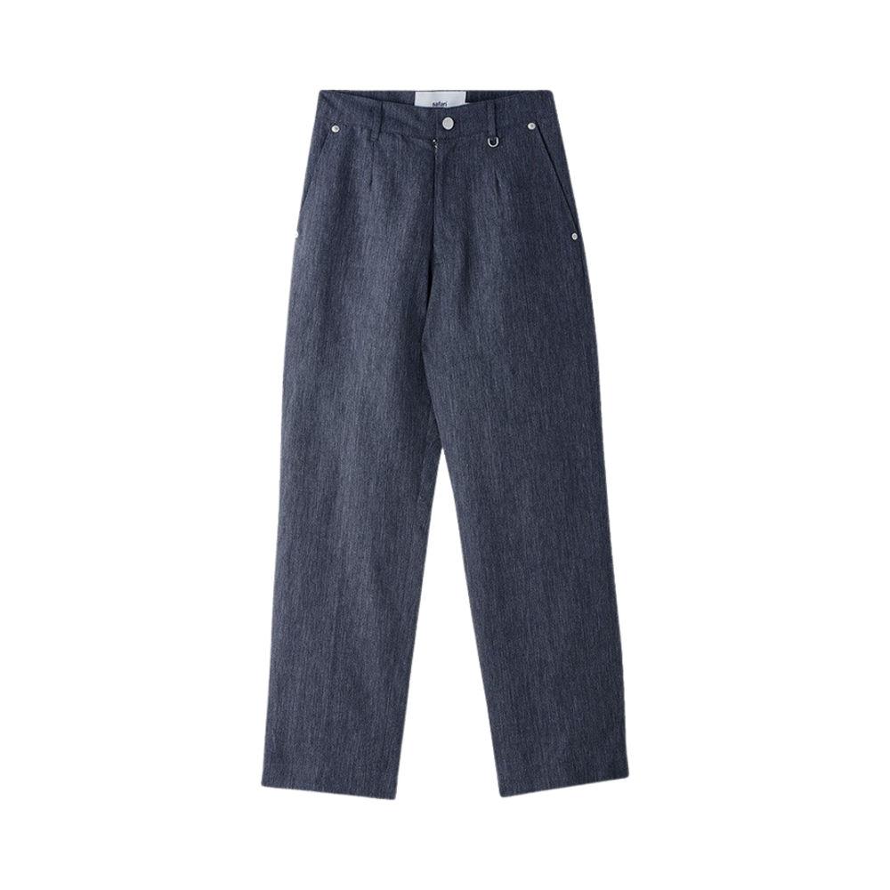 사파리스팟 우먼 1/2 티켓팅 린넨 데님 팬츠 인디고(Safarispot Women 1/2 Ticketing Linen Denim Pants Indigo) - 1
