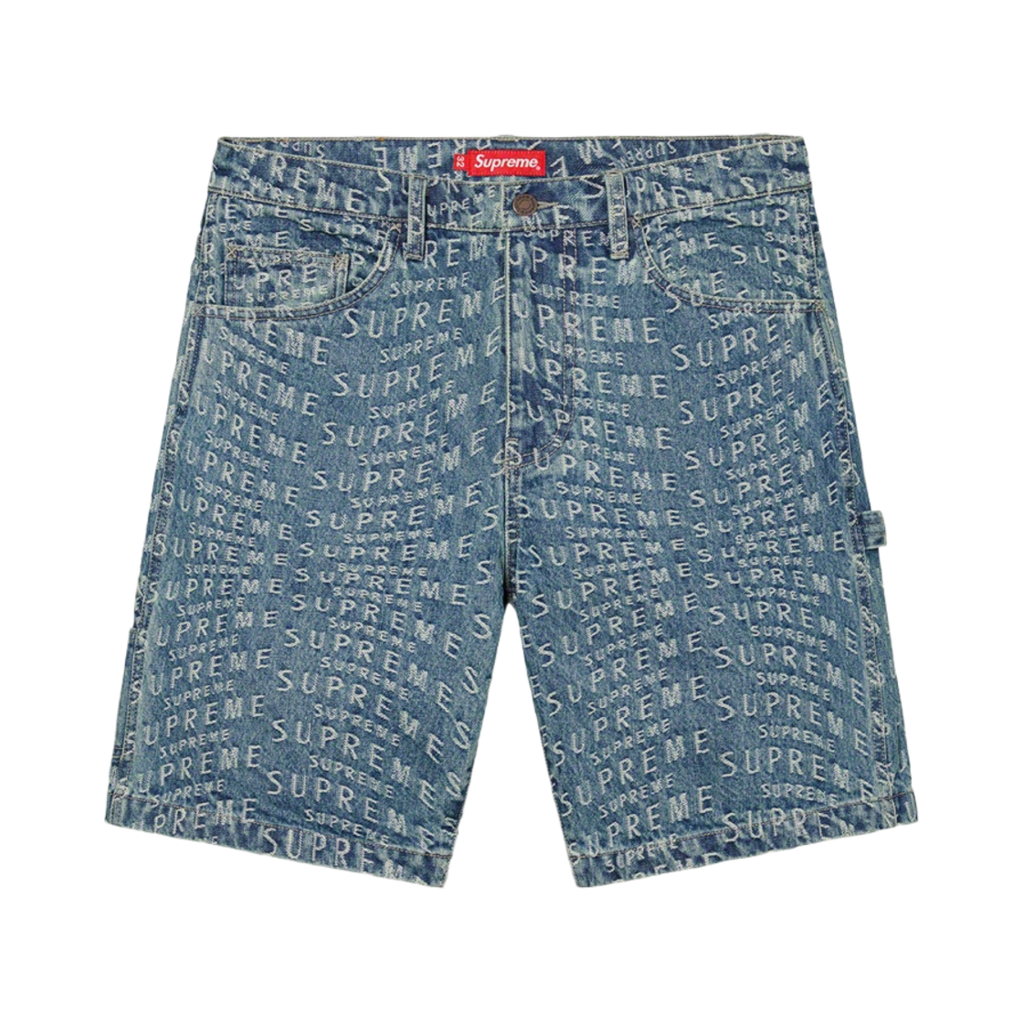 슈프림 워프 자카드 로고 데님 페인터 쇼츠 블루 - 21SS
