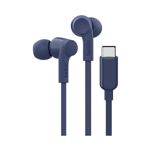 G3H0002btV2BL Belkin Wired Earbuds With USB-C Connector Blue
