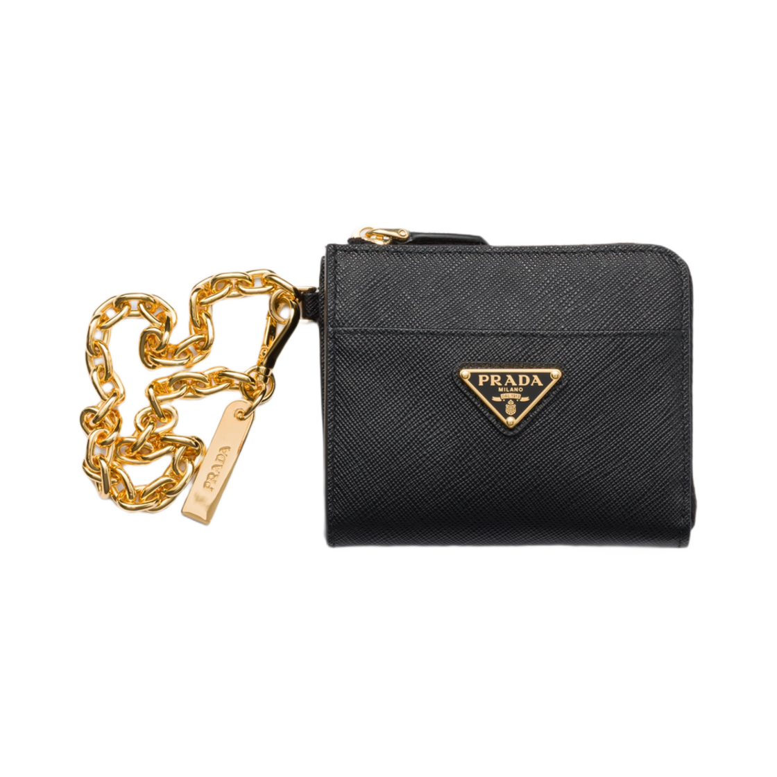 1ML061-QHH-F0002 Prada Small Saffiano Leather Zipper Wallet Black