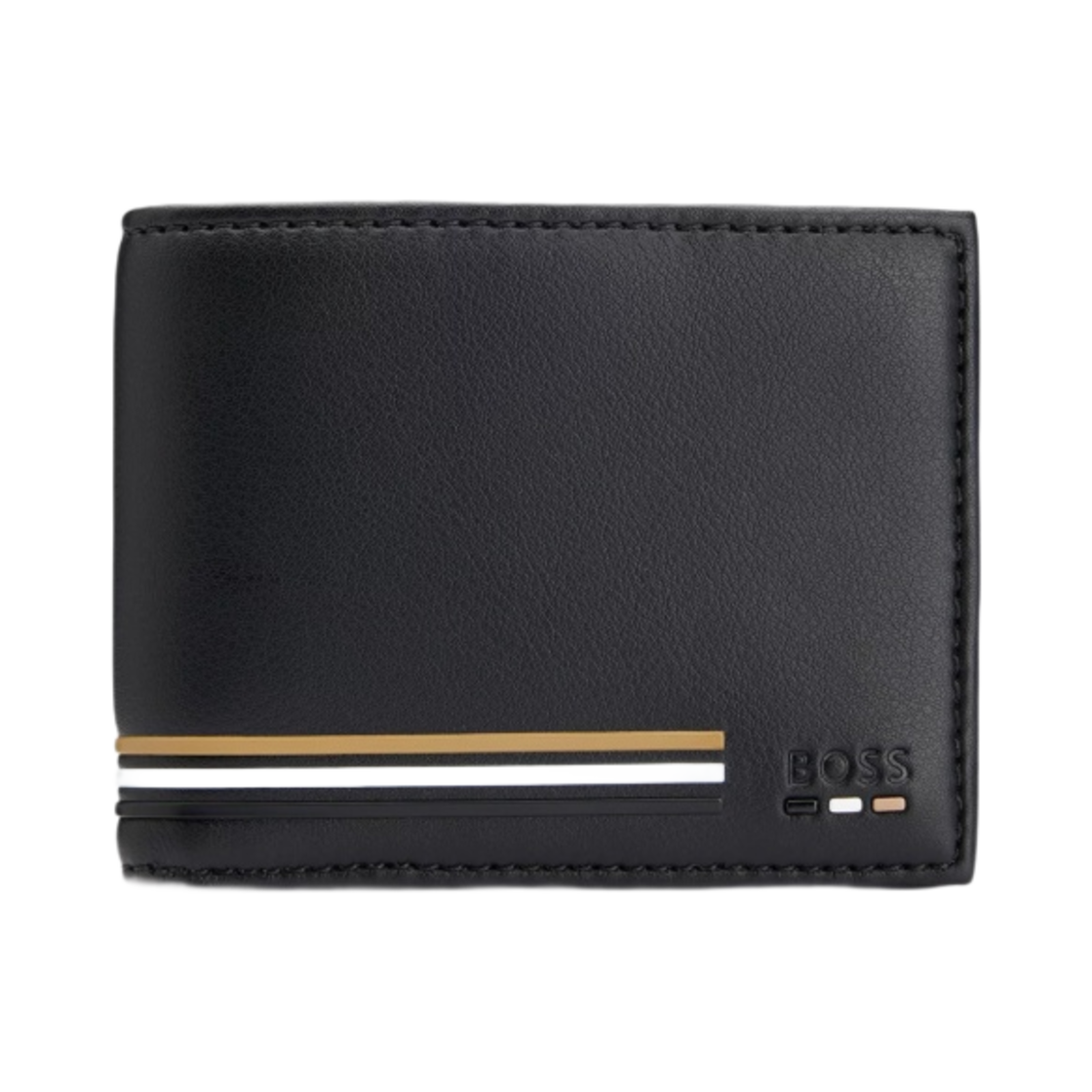 휴고 보스 시그니처 스트라이프 디테일 포우 레더 월렛 블랙(Hugo Boss Faux Leather Wallet with Signature Stripe Details Black)