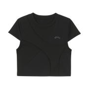Art of Field Split Mesh Short Sleeved T-Shirt Black