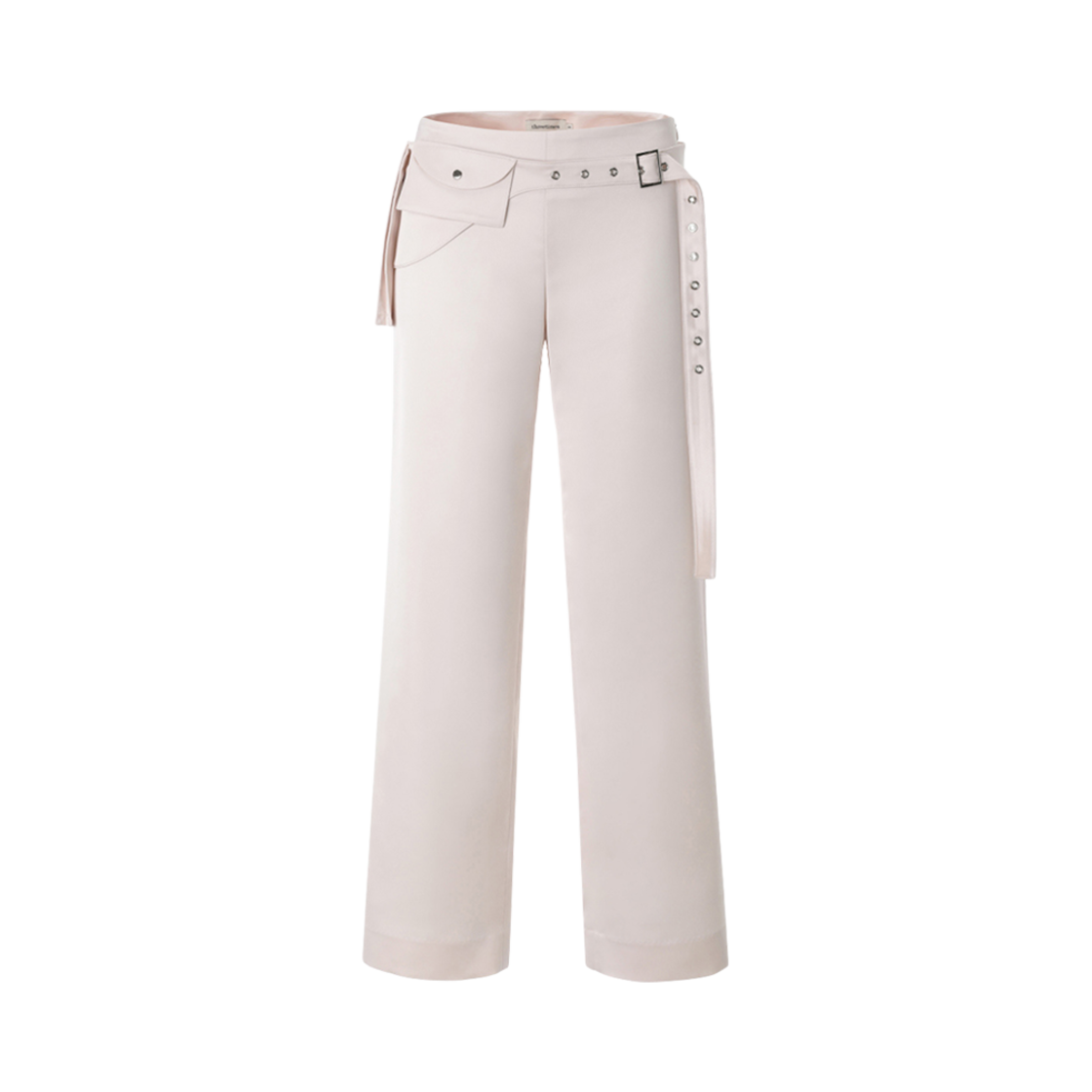 (W) 쓰리타임즈 사틴 벨트 슬랙스 핑크((W) Threetimes Satin Belt Slacks Pink)