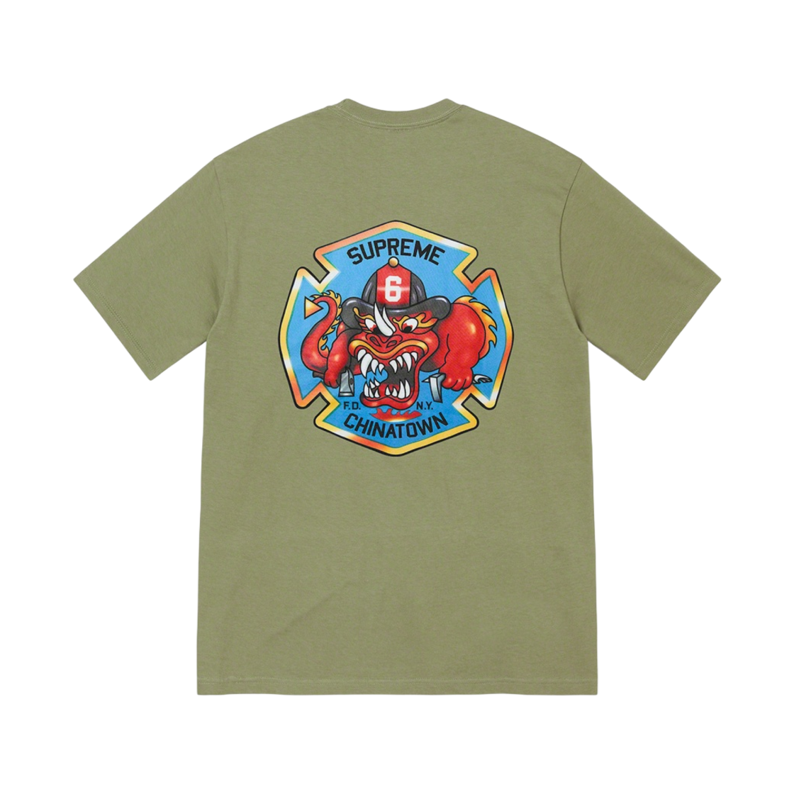 슈프림 FDNY 엔진 9 티셔츠 라이트 올리브 - 22FW(Supreme FDNY Engine 9 T-Shirt Light Olive - 22FW) - 1
