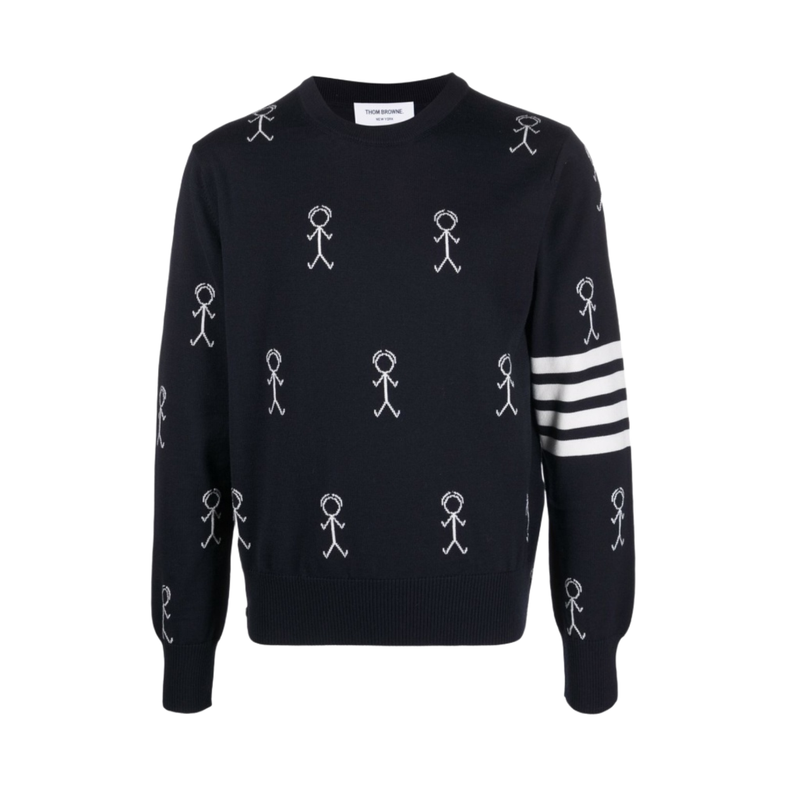 MKA388A-Y1002-415 Thom Browne Cashmere Pique 4-Bar Mr. Thom Half Drop Embroidered Sweatshirt Navy