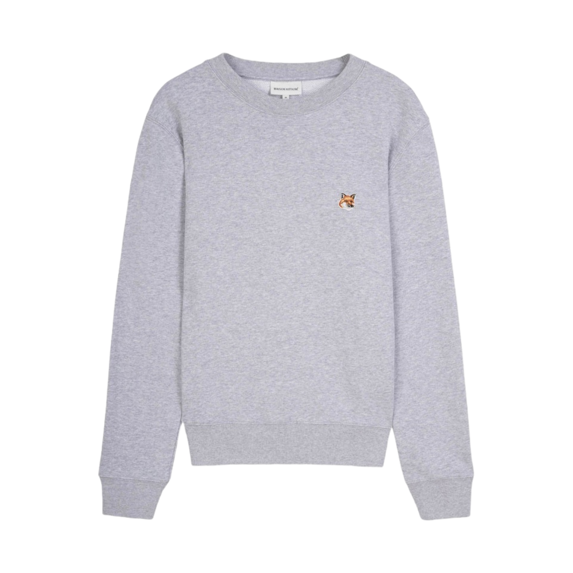 LM00301KM0001-H120 Maison Kitsune Fox Head Patch Regular Sweatshirt Light Grey Melange