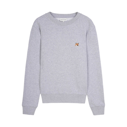 LM00301KM0001-H120 Maison Kitsune Fox Head Patch Regular Sweatshirt Light Grey Melange