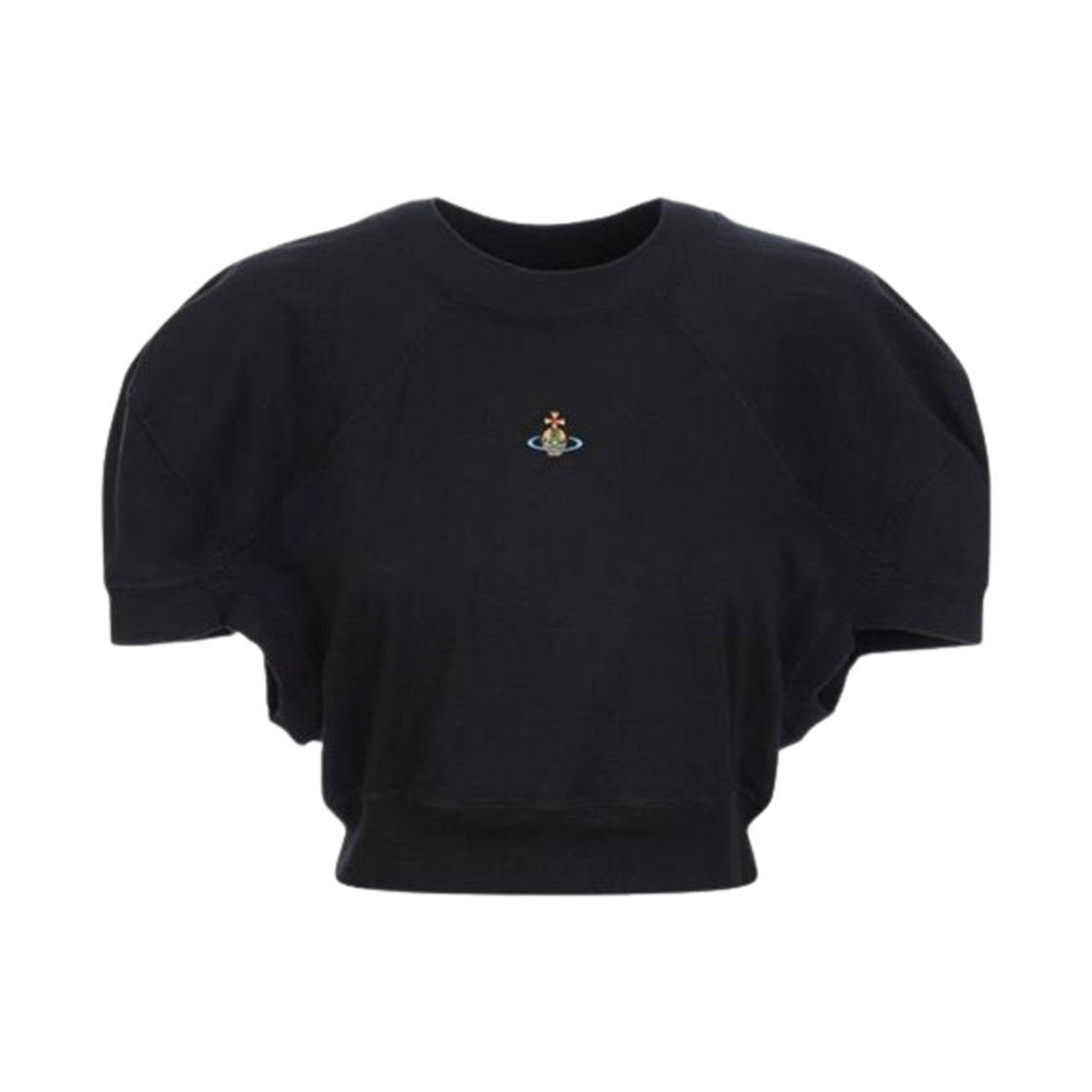 1G01000A-J004A-N401 (W) Vivienne Westwood Orb Logo Cropped Football Sweatshirt Black