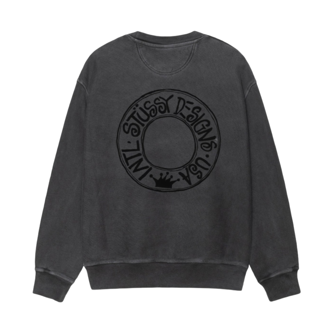 스투시 부아나 피그먼트 다이드 크루 블랙