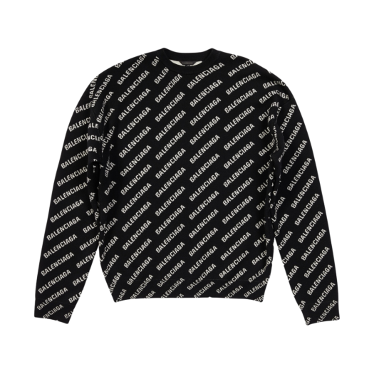Balenciaga Mini Allover Logo Sweater Black