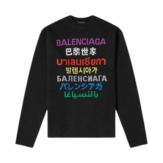 Balenciaga Languages Crewneck Knit Black Multicolor