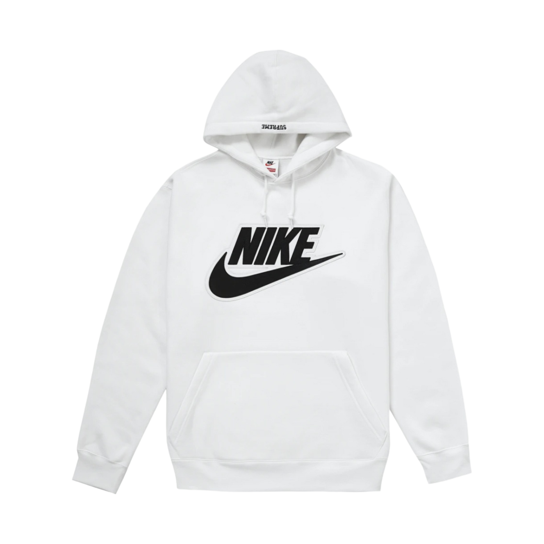 CK6225-100 Supreme x Nike Leather Applique Hooded Sweatshirt White - 19FW
