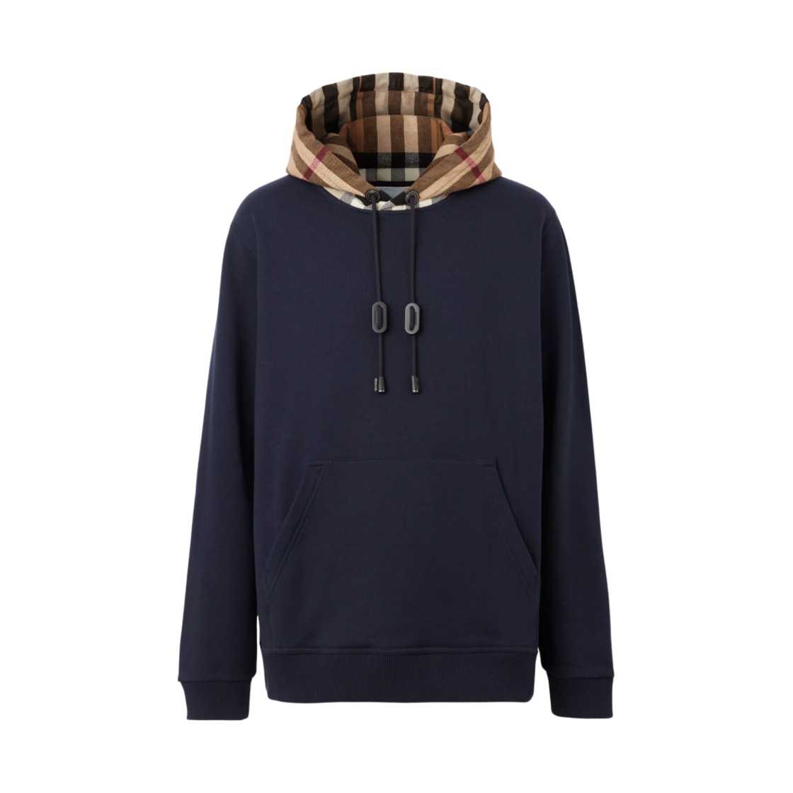 버버리 체크 후드 코튼 후드 콜 블루(Burberry Check Hood Cotton Hoodie Coal Blue) - 1