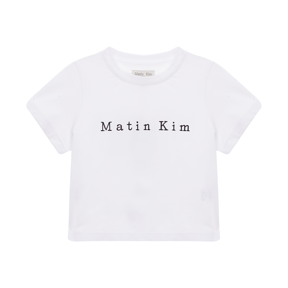 (W) 마뗑킴 마뗑 자수 로고 크롭 탑 화이트((W) Matin Kim Matin Embroidery Logo Crop Top White) - 1