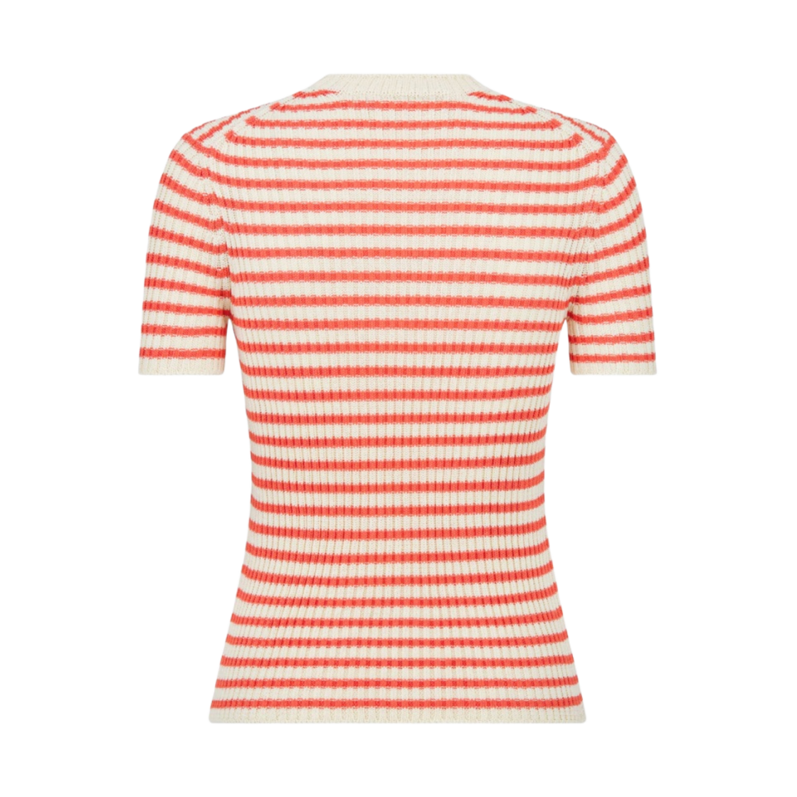 (W) 디올 리비에라 숏슬리브 스웨터 디올 마리니에르 모티프 코튼 립드 니트 화이트 코랄((W) Dior Dioriviera Short-Sleeved Sweater Cotton Ribbed Knit with Dior Mariniere Motif White Coral) - 2
