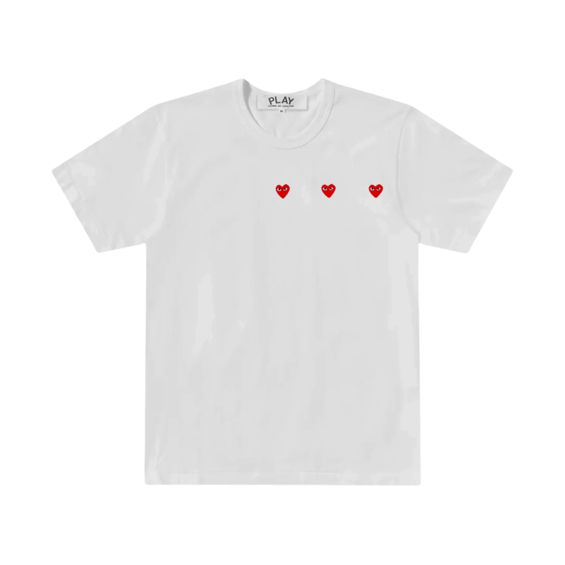 AX-T337-051-3 Play Comme Des Garcons Triple Hearts Print T-shirt White