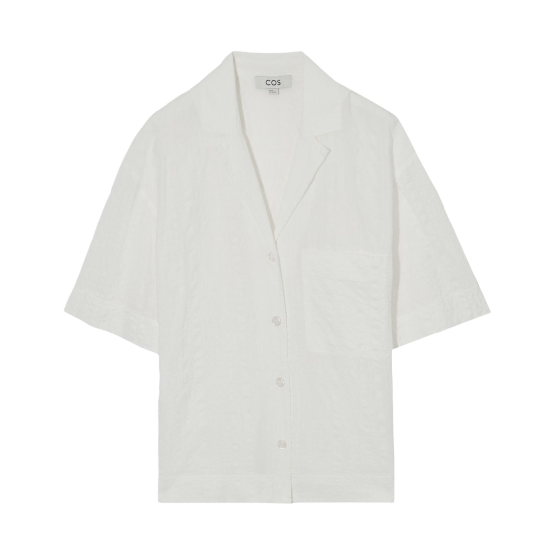(W) 코스 숏슬리브 체크 시어서커 셔츠 화이트((W) COS Short Sleeved Checked Seersucker Shirt White) - 1
