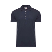 Thom Browne Classic Cotton Pique Side Insert 4-Bar Polo Shirt Navy
