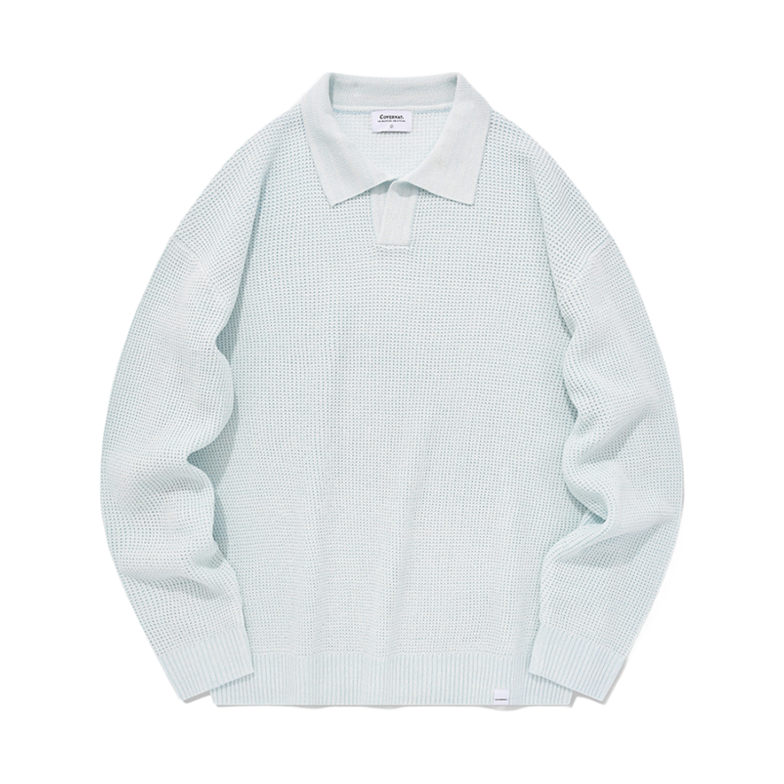 커버낫 오픈 카라 니트 스카이 블루(Covernat Open Collar Knit Sky Blue)