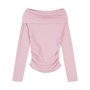 Neib Neib Off Shoulder Span T-Shirt Pink