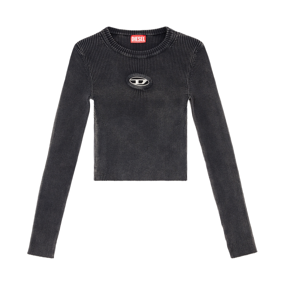 A148100AKB-Q900 (W) Diesel M-Anchor-A Cropped Jumper with Cut-Out Logo Black