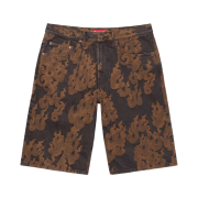 Supreme Flames Jacquard Baggy Denim Shorts Washed Black - 23SS