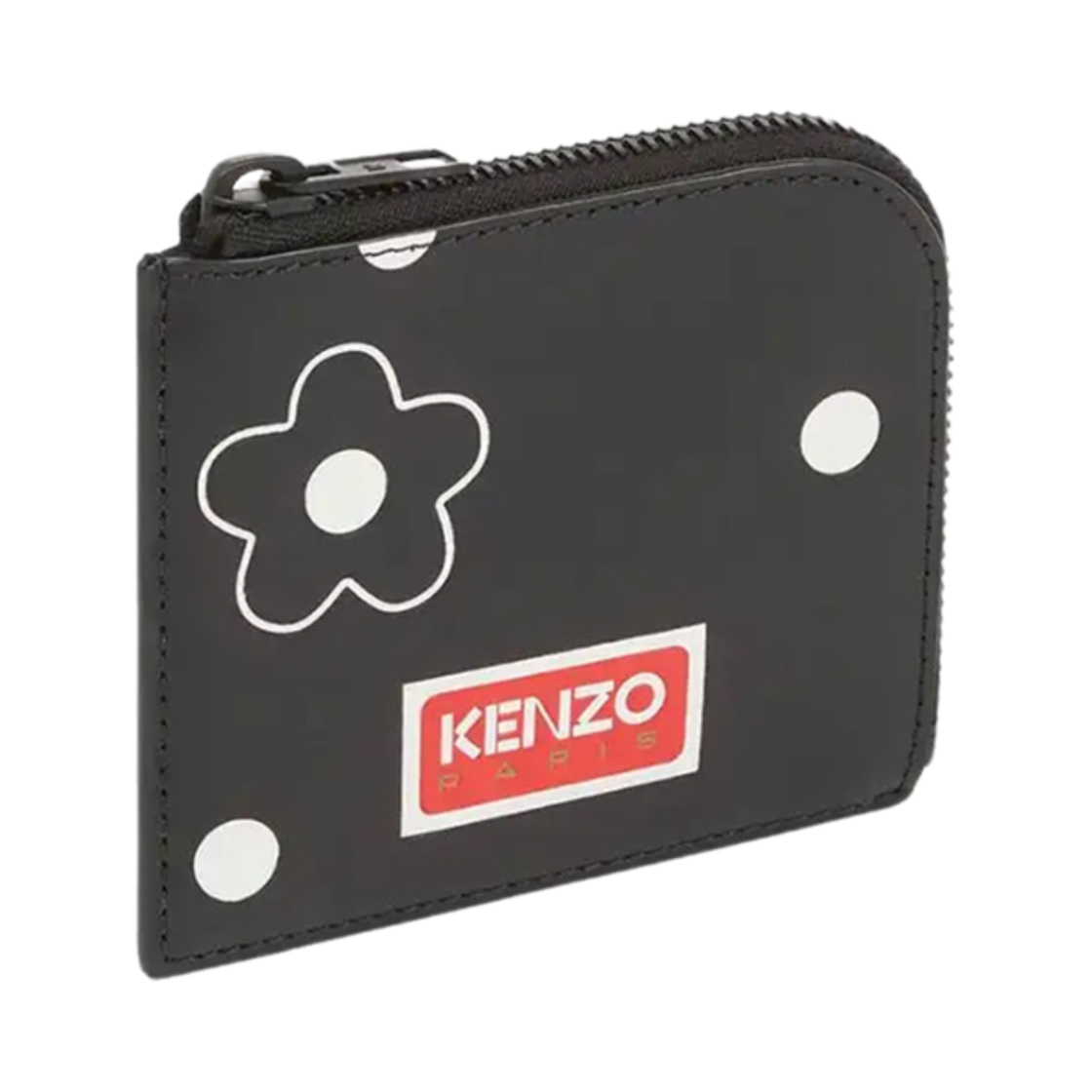 FD65PM723L45-99 Kenzo Floral Print Leather Zipped Wallet Black