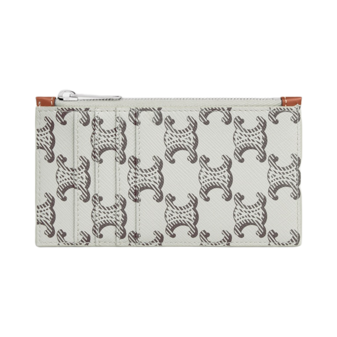 셀린느 지퍼 카드 홀더 트리옹프 캔버스 카프스킨 탄 에크루(Celine Zipped Card Holder in Triomphe Canvas Calfskin Tan Ecru) - 1