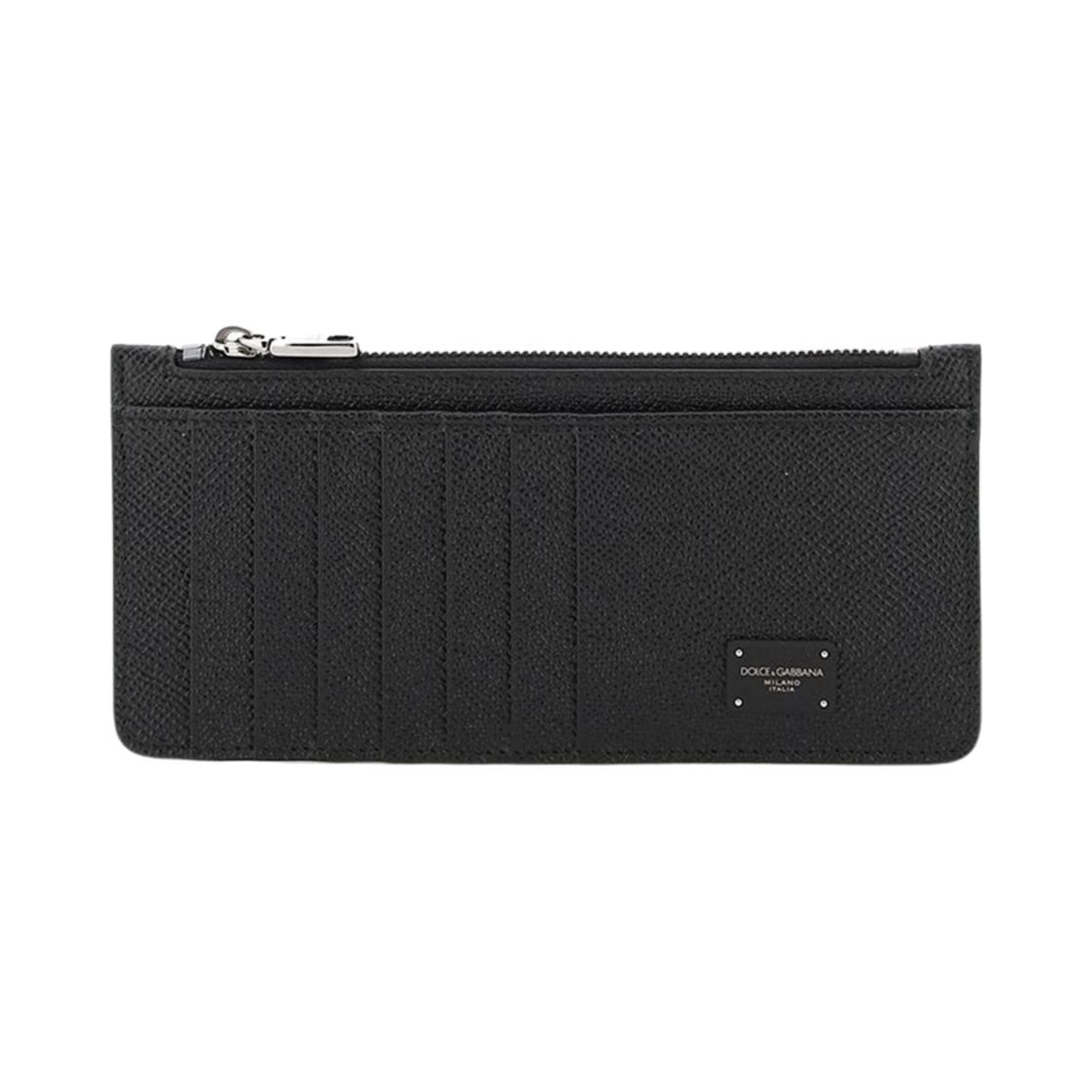 BP2172-AZ602-80999 Dolce & Gabbana Calfskin Vertical Card Holder with Logo Tag Black