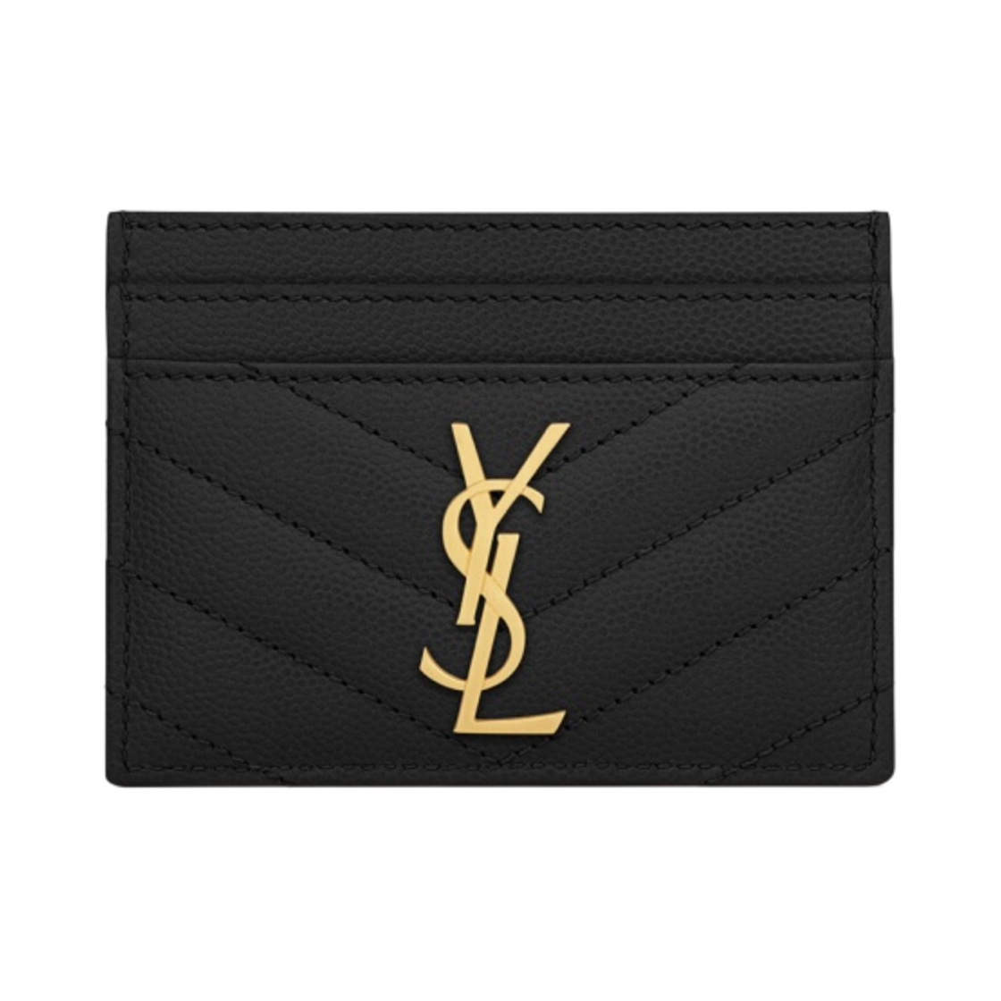 생로랑 그랑 드 뿌드르 텍스쳐드 마틀라세 레더 카산드라 마틀라세 카드 케이스 블랙(Saint Laurent Cassandre Matelasse Card Case in Grain De Poudre Embossed Leather Black)