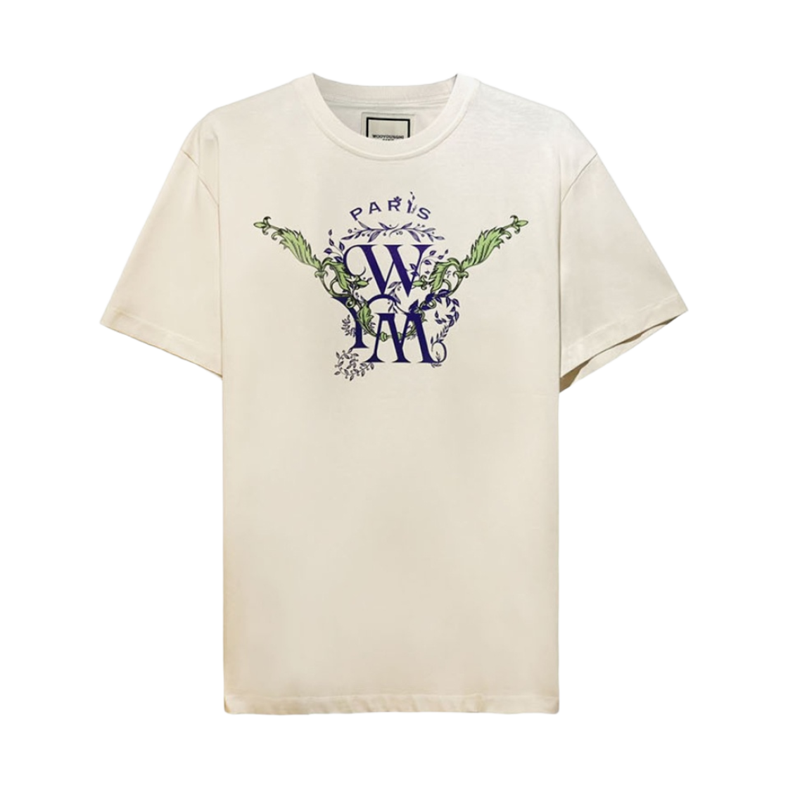 W231TS11702I Wooyoungmi Cotton Leaf Print Logo T-Shirt Ivory - 23SS