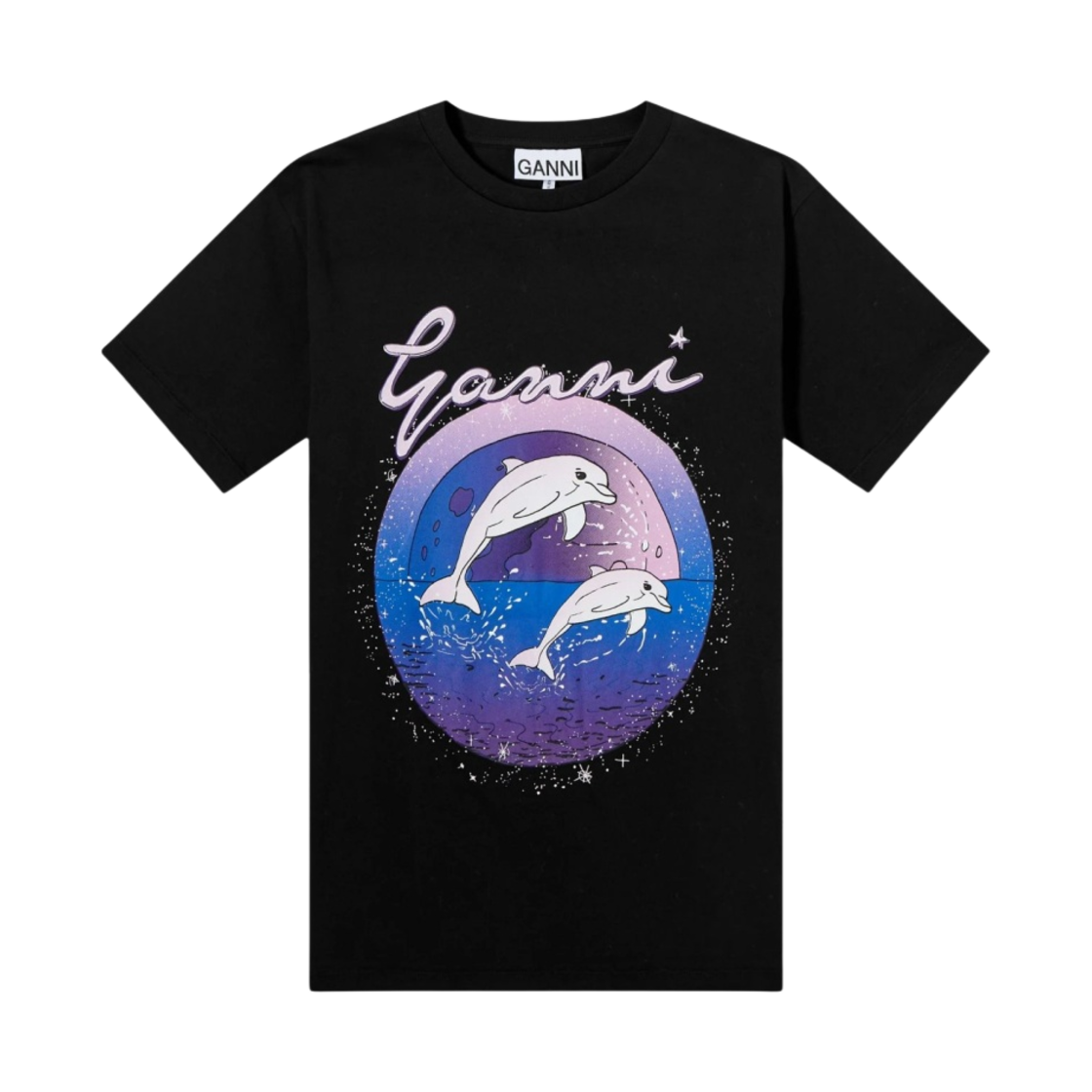 (W) 가니 릴렉스드 돌핀 티셔츠 블랙((W) Ganni Relaxed Dolphin T-Shirt Black) - 1