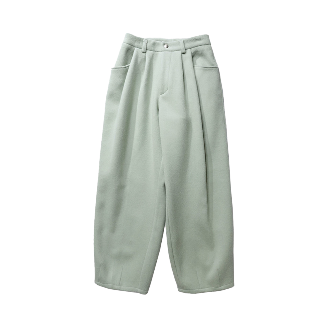 24FW-W90CGP Traktat Celadon Wool Two Tuck Back Buckle Pants Green