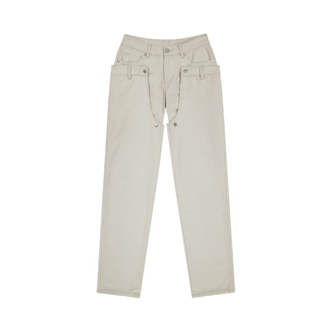 오호스 디테처블 버튼 데님 팬츠 베이지(OJOS Detachable Button Denim Pants Beige)