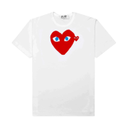 Play Comme des Garcons Red Double Heart T-Shirt White