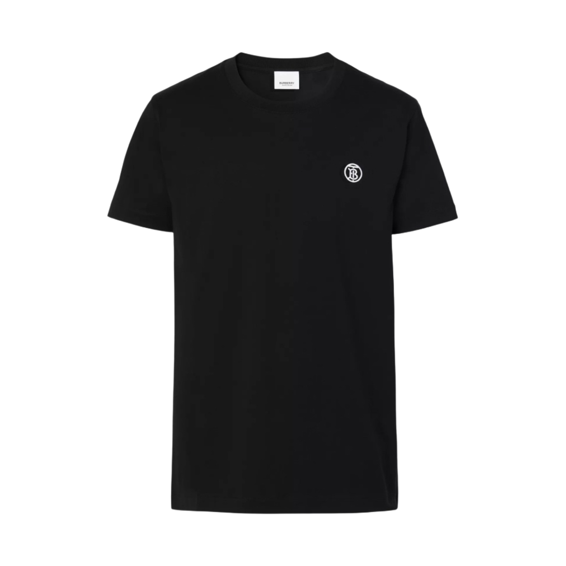 버버리 자수 모노그램 모티프 코튼 티셔츠 블랙(Burberry Embroidered Monogram Motif Cotton T-Shirt Black) - 1