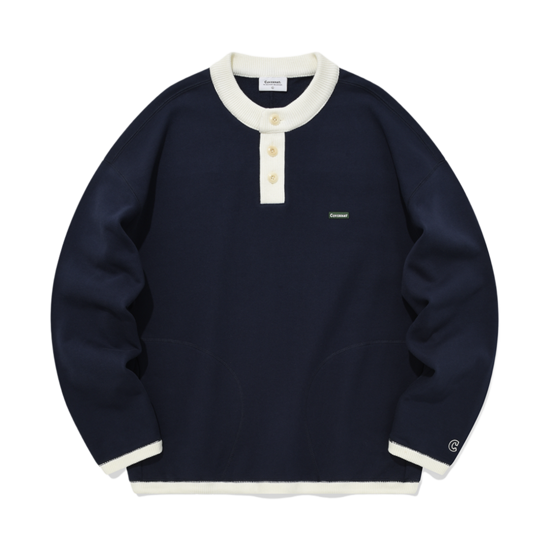 CO2303CR16NA Covernat Henley String Sweatshirt Navy