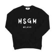 MSGM Cotton Crewneck Sweatshirt with Brushed Logo Black