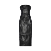 (W) Khy Faux Leather Strapless Long Dress Black