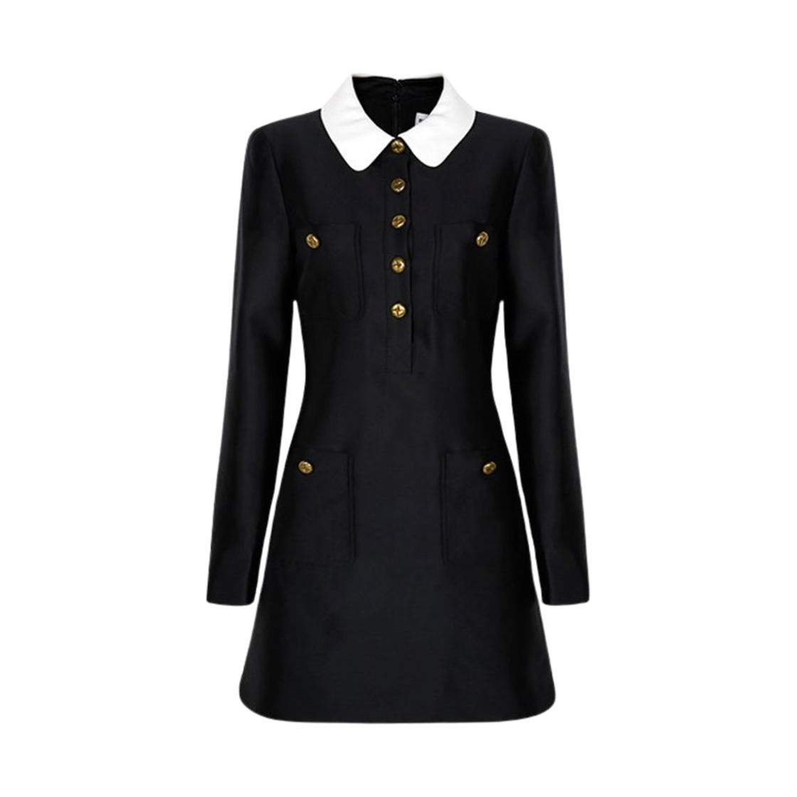 (W) 셀프 포트레이트 콘트라스트 칼라 미니 드레스 블랙((W) Self Portrait Contrast Collar Mini Dress Black)