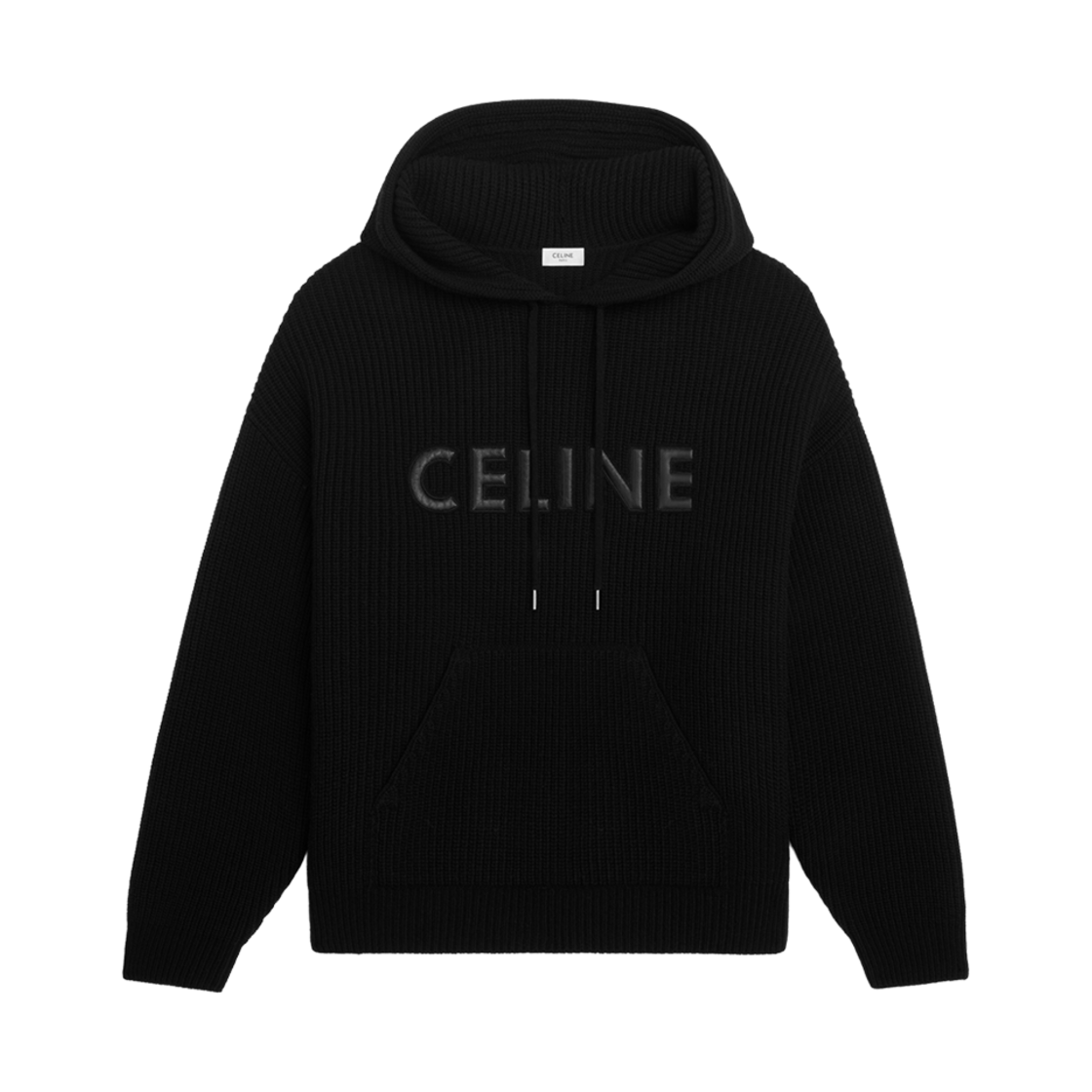 RY01K0ZPY-38NO Celine Sweater with Hood in Monochromic Wool Black