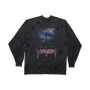 Balenciaga Paris Moon Double Front Oversized Long Sleeve T-Shirt Black